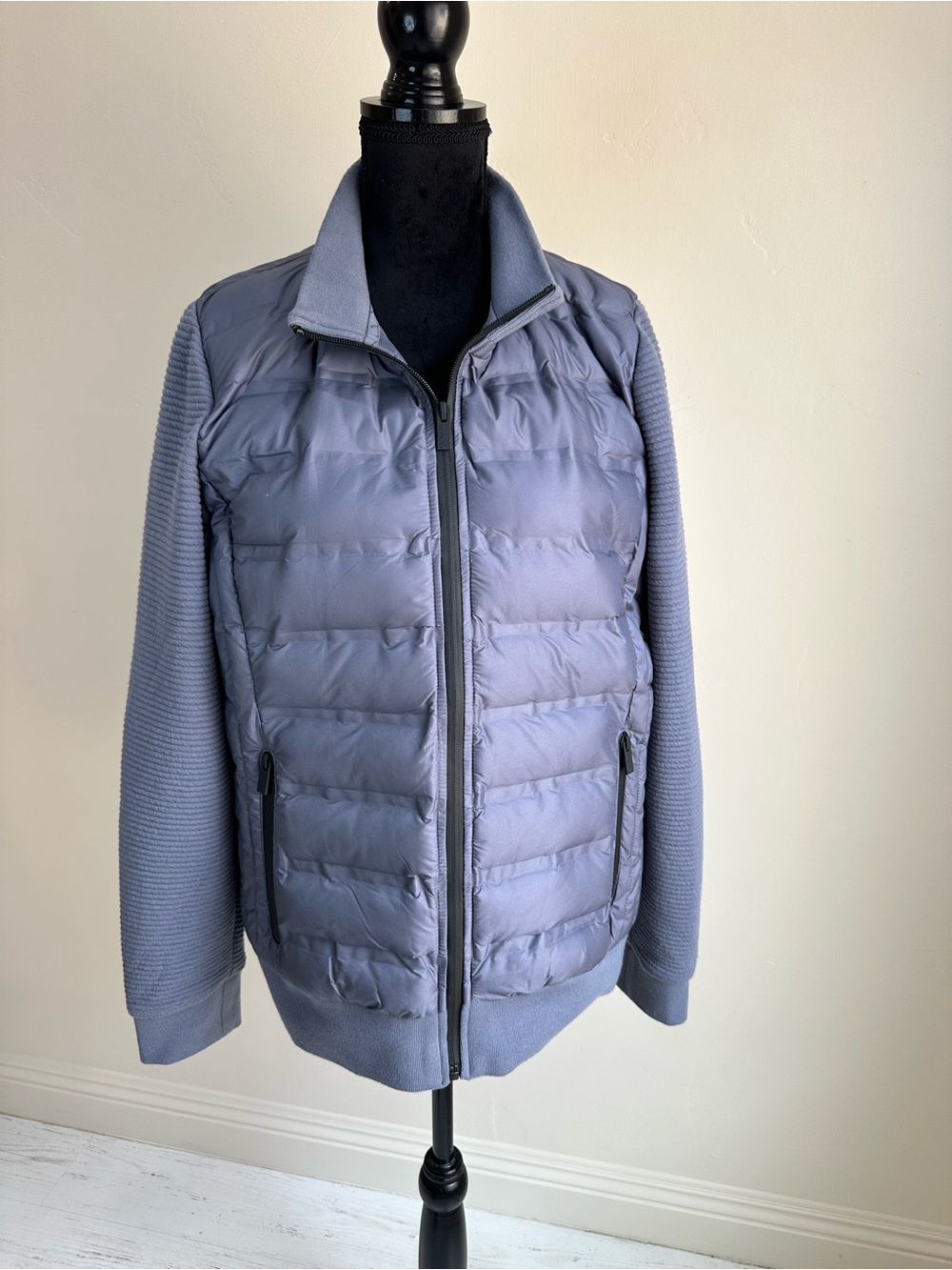 Marc New York Light Gray Quilted Hybrid Puffer Jacket Size XL